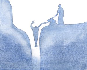 Jo mer fast vi holder på Kristus, jo sikrere kan vi hjelpe andre gjennom vår innsats, i forbønn og handling, 2000 (w/c på papir) av Elizabeth Wang