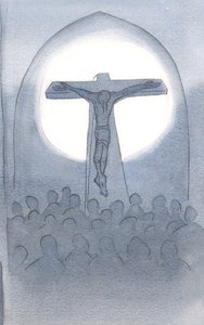 Offeret som Kristus gir av seg selv til Faderen er evig, til frelse for alle som setter sin lit til ham, 2000 (w/c på papir) av Elizabeth Wang