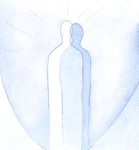 Den som virkelig elsker Kristus bør virkelig være lik ham: som et speilbilde av Kristus, for andre, som gjengir Kristi omsorg og bekymring., 2001 (w/c på papir) av Elizabeth Wang