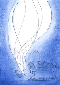 Munkenes lovsang er Gud og himmelen verdig, det samme er min når jeg hviler i Gud, i og gjennom Kristus, for å tilbe og ofre meg selv, 2003 (w/c på papir) av Elizabeth Wang
