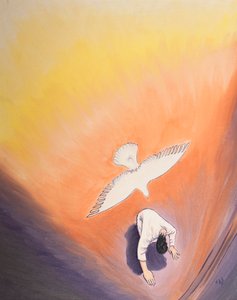 Den samme Ånden som trøstet Kristus i Getsemane kan trøste oss, 2002 (olje om bord) av Elizabeth Wang