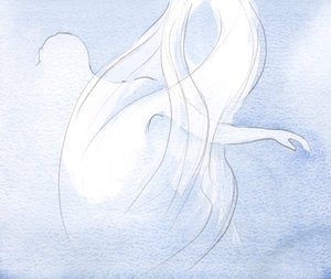 Sjelen som lever for Guds kjærlighet er som en lampe for ham, full av lys, selv gjennom den skrøpelige kroppen blekner., 2001 (w/c på papir) av Elizabeth Wang