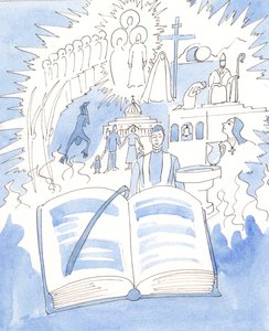 Hele den katolske troen er inneholdt i Missalet og feiret i liturgien, 2003 (w/c på papir) av Elizabeth Wang