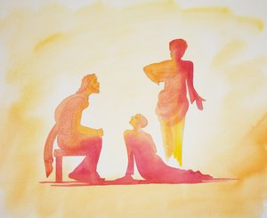 Kvinnen som elsker mye og er mye tilgitt, 2001 (w/c på papir) av Elizabeth Wang