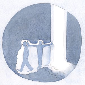 Arbeidet til en person som er fullstendig gitt til Kristus, kan bringe Guds nåde til andre, bygge bro mellom nåde og en som avviser den., 2001 (w/c på papir) av Elizabeth Wang