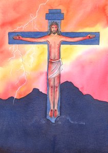 De Kristi venner i dag som ikke bryr seg om å gå til messe, oppfører seg som Kristi venner for lenge siden, som stakk av da Kristus ble arrestert og korsfestet., 2004 (w/c på papir) av Elizabeth Wang