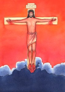 De Kristi venner i dag som ikke bryr seg om å gå til messe, oppfører seg som Kristi venner for lenge siden, som stakk av da Kristus ble arrestert og korsfestet., 2004 (w/c på papir) av Elizabeth Wang