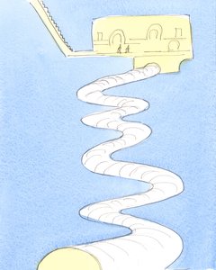 De som blir frelst, ved døden, men som trenger renselse, er som mennesker som reiser langt under jorden til et stort, lyst område, med operasjonssaler og fysioterapiavdelinger, 2004 (w/c o av Elizabeth Wang