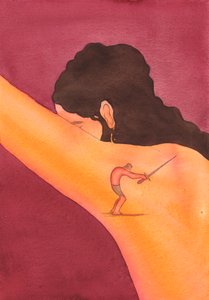 De som slår mot Kirkens lærere og undervisning slår et slag mot Kristus som er Kirkens Overhode, Hans Legeme, 2002 (w/c på papir) av Elizabeth Wang