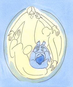 Gjennom å være fullstendig forent i kjærlighet til den hellige treenighet, gjennom å gjøre Guds vilje og elske alle de han elsker, 2004 (w/c på papir) av Elizabeth Wang