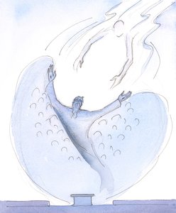 Vi har en forbløffende kraft når vi ber sammen med Jesus, i det hellige messeofferet, 2004 (w/c på papir) av Elizabeth Wang