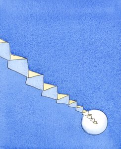 Vi etterligner Kristus, som smertelig klatret opp en trapp mot Pilatus, mens vi stiger opp en hellig trapp fra jorden til himmelen, og prøver ved Guds nåde å forbli tillitsfulle og trofaste til enden., 2004 (w/c på s. av Elizabeth Wang