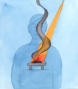 Vi forbereder våre hjerter til å ofre et hellig offer til Gud i bønn, ved å gjøre bot for våre synder, 2000 (w/c på papir) av Elizabeth Wang