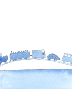 Vi som er medlemmer av Kirken er på en «reise» av pilegrimsreise sammen, fra jord til himmel, 2005 (akvarell på papir) av Elizabeth Wang