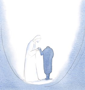 Da jeg bøyde meg for ham, i nattverden, reiste han meg opp, 2000 (w/c på papir) av Elizabeth Wang