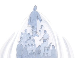 Når en sjel tilbyr alt, i hyllest til Faderen, blir alt i det livet trukket oppover, av Gud til seg selv., 2001 (w/c på papir) av Elizabeth Wang