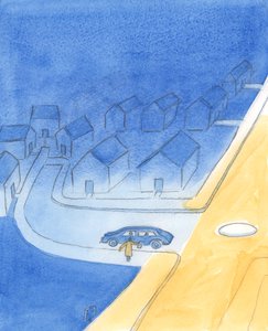 Når folk spør om vei, er det vennlig å fortelle sannheten; for eksempel for å forklare om de er i en blindvei, 2003 (w/c på papir) av Elizabeth Wang