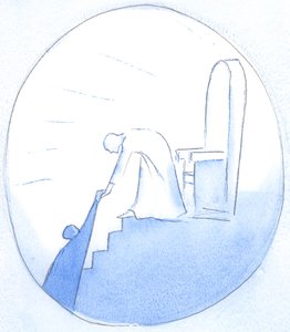 Når vi bekjenner våre feil, med troshandlinger på Kristi kjærlighet, setter vi ham i stand til å trekke oss mot et sikkert sted, ved siden av ham, 2002 (w/c på papir) av Elizabeth Wang