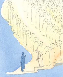 Når vi ber en bestemt hellig om spesiell hjelp gjennom bønn, er det som om de hellige lager et rom for den himmelske vennen til å komme ned blant dem, for å spørre oss: "Hva kan jeg gjøre for å hjelpe deg?"., av Elizabeth Wang
