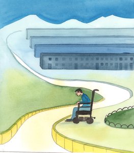 Der folk bygger moderne byer og gode boliger, blir de noen ganger stolte av sine prestasjoner, 2005 (akvarell på papir) av Elizabeth Wang