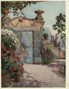 En døråpning ved Varenna, Lago di Como, illustrasjon fra 'The Italian lakes' av Richard Bagot