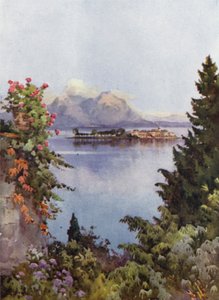 En hage ved Baveno, Lago Maggiore (farge litho) av Ella Du Cane