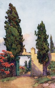 En gammel gateway (farge litho) av Ella Du Cane