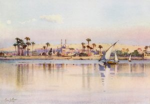 Kairo og citadellet fra Giza (farge litho) av Ella Du Cane
