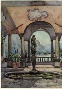 Loggiaen, Villa Pliniana, Lake di Como, Illustrasjon fra 'The Italian Lakes' av Richard Bagot av Ella Du Cane