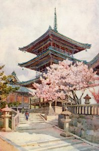 Pagoden, Kyomidzu (farge litho) av Ella Du Cane