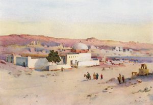 Veien fra Assuan til Shellal (farge litho) av Ella Du Cane