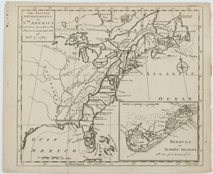 Kart over de britiske regjeringene i Nord-Amerika, gravert av J. Gibson