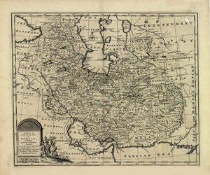 Nytt og nøyaktig kart over Persia, med Safavid- og Mughal-riket