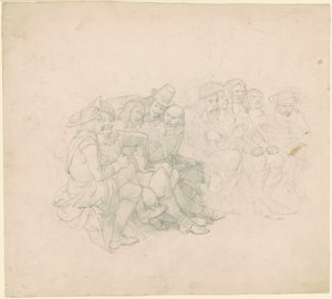 Menn i kostymer fra det syttende århundre [recto] av Emanuel Gottlieb Leutze