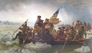 Washington krysser Delaware; jul 1776; slutten av 1800-tallet (oleograf) av Emanuel Gottlieb after Leutze