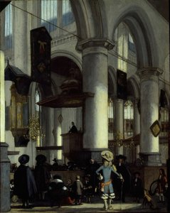 Interiøret i den gamle kirken, Delft, ca. 1680. av Emanuel de Witte