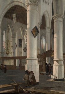Interiør i Oude Kerk, Delft, sannsynligvis 1650. av Emanuel de Witte