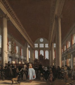 Interiør i den portugisiske synagogen i Amsterdam av Emanuel de Witte