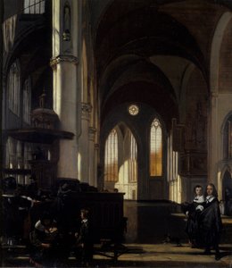 Interiøret til en gotisk kirke, ca. 1650 (olje på eik)