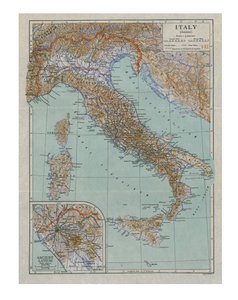 Kart over det gamle Italia, ca 1910-tallet.
