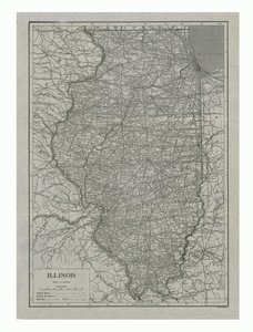 Kart over Illinois, USA, ca 1910-tallet.