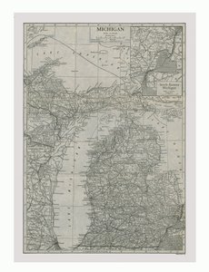 Kart over Michigan, USA, ca 1900. av Emery Walker