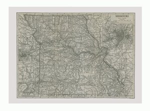 Kart over Missouri, USA, ca 1900-tallet. av Emery Walker