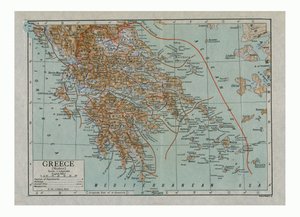 Kart over moderne Hellas, ca 1910-tallet.