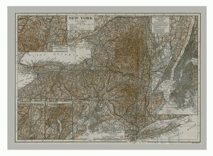 Kart over New York, ca 1900-tallet.