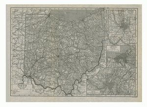 Kart over Ohio, USA, ca 1910-tallet. av Emery Walker