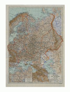 Kart over Russland i Europa, ca 1910-tallet.