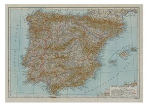 Kart over Spania og Portugal, c1910. av Emery Walker