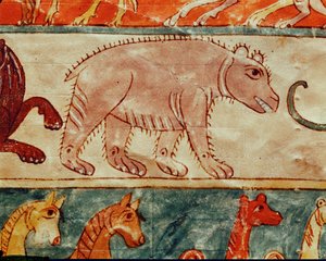 En bjørn. Fra MS Beatus en Apocalipsin av Emeterio the Monk and Nun