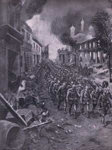Invasjonen av Brest-Litowski av tyske tropper, fra puben The Illustrated History of the World War 1914-1915. av Union Berlagsefellfchaft av Emil (after) Limmer
